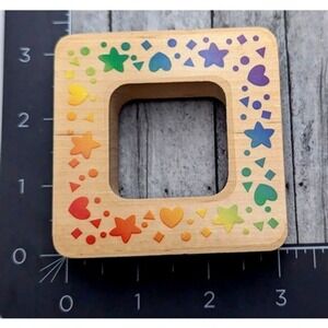 Stampendous Confetti Frame QN023 Hearts Stars 1998 Rubber Stamp Wood #i8